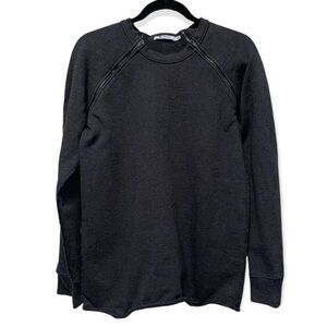 T by  Alexander Wang Dark Gray Shoulder Zip Fleece  Pullover/Sweater Size Small